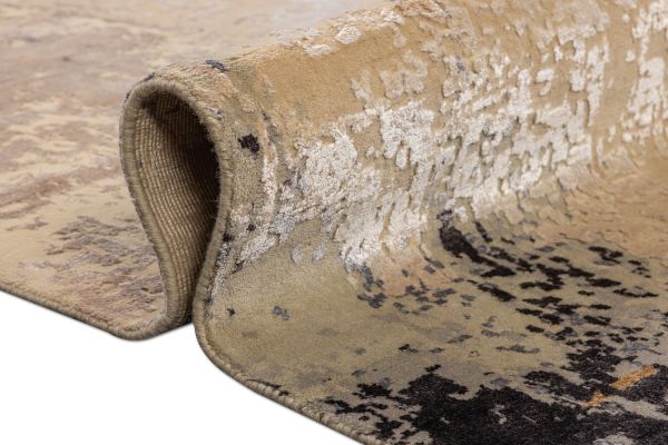 Индийский ковер из арт-шёлка и шерсти «SAN FRANCISCO» GOLD-LINES-1-BLACK 167 x 235 см Индийский ковер из арт-шёлка и шерсти «SAN FRANCISCO» GOLD-LINES-1-BLACK 167 x 235 см