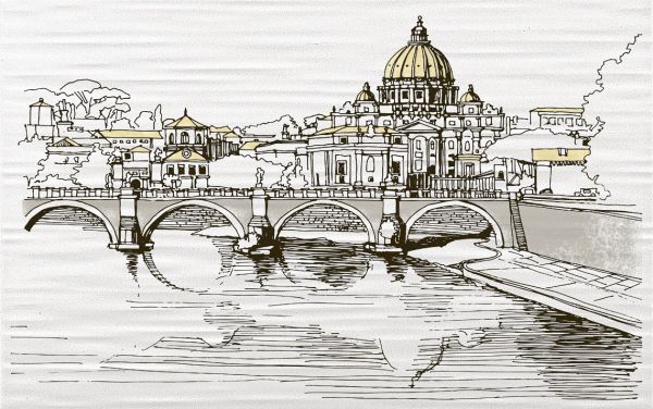 Керамическая плитка Камелия Лючия 1(мост) Декор 250*400  (1*10)  для ванной комнаты