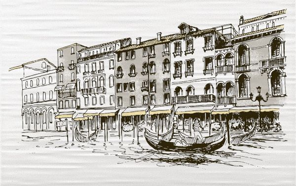 Керамическая плитка Камелия Лючия 2 (лодка) Декор 250*400  (1*10)  для ванной комнаты