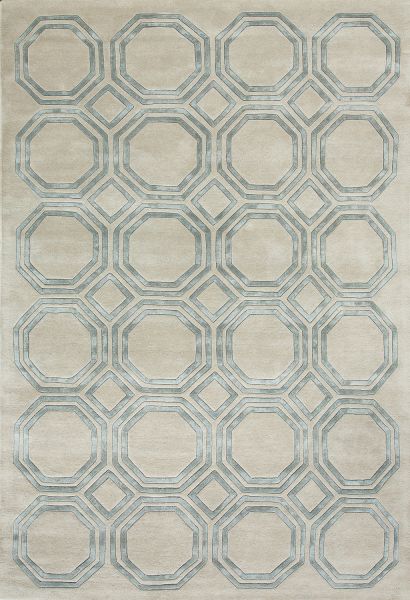 Индийский ковер из арт-шёлка и шерсти «OCTAGON RUG» SILVER 160 x 230 см