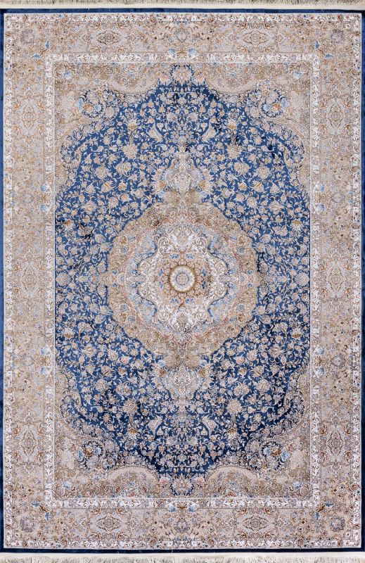 Иранский ковер из вискозы и акрила «Miras Collection» 1200- Ocean Blue 200 x 300 см