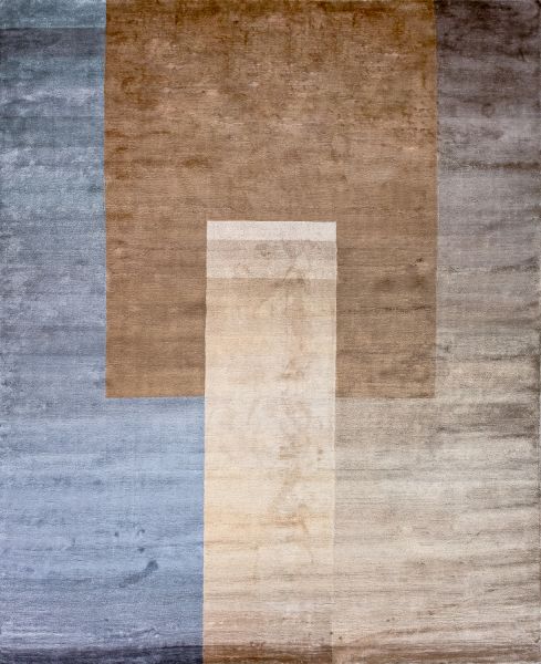 Индийский ковер из арт-шёлка «BAUHAUS» DESIGN №04-2-BEIGE-BLUE 254 x 303 см