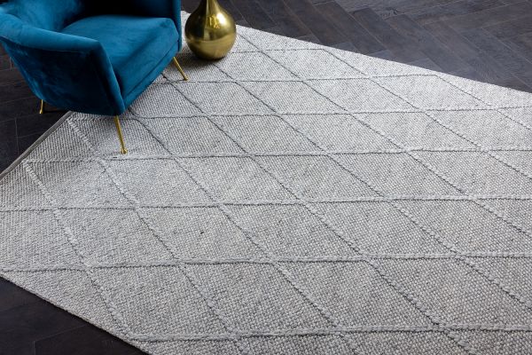 Индийский ковер из шерсти «COAST DIAMOND RUG» SILVER 120 x 170 см