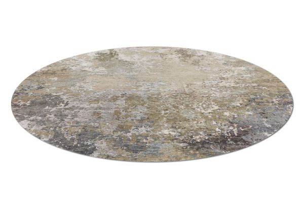 Индийский ковер из шерсти и арт-шёлка «STORM» RN52WH-BEIGE-GREY(Round) 300 x 300 см
