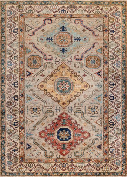 Пакистанский ковер из шерсти «KAZAK ROYAL» GRAY-IVORY(172x236) 172 x 236 см