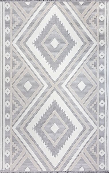 Турецкий ковер из полиэстера и хлопка «ALMOND» A005E-D.GREY-CREAM 80 x 150 см