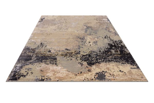 Индийский ковер из арт-шёлка и шерсти «SAN FRANCISCO» GOLD-LINES-1-BLACK 167 x 235 см Индийский ковер из арт-шёлка и шерсти «SAN FRANCISCO» GOLD-LINES-1-BLACK 167 x 235 см