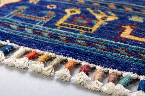 Пакистанский ковер из шерсти «SHAWL KANDI» BLUE-BLUE(78x125) 78 x 125 см