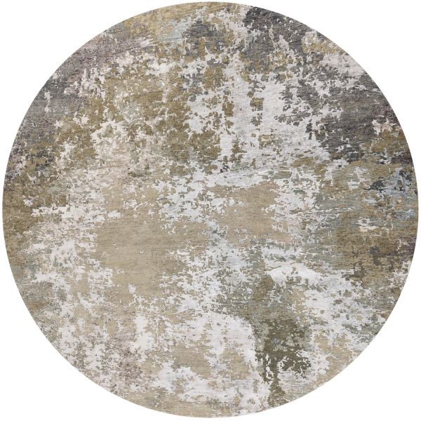 Индийский ковер из шерсти и арт-шёлка «STORM» RN52WH-BEIGE-GREY(Round) 300 x 300 см