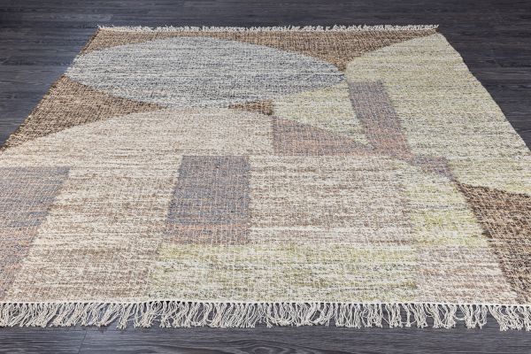 Индийский ковер из джута «MODERN KILIM» NATURAL-GREEN 200 x 300 см