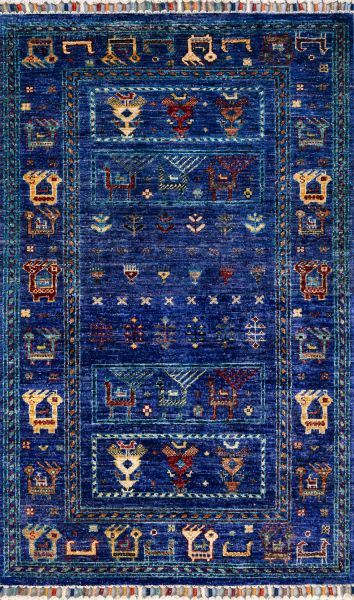 Пакистанский ковер из шерсти «SHAWL KANDI» BLUE-BLUE(78x125) 78 x 125 см