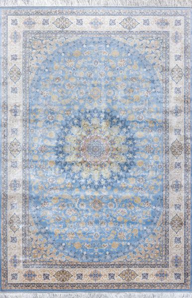 Иранский ковер из шёлка, модала и акрила «MASTERPIECE QUM» 050-22-Katrin-1520-LIGHT BLUE 200 x 300 см