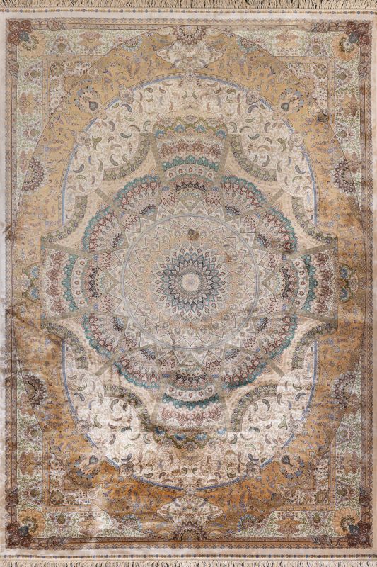 Турецкий ковер из шёлка и модала «QUM-L» 2063F-CRE-YEL 160 x 230 см