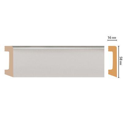 Плинтус из дюрополимера  D234-114 58х16х2400мм ударопрочный водостойкий