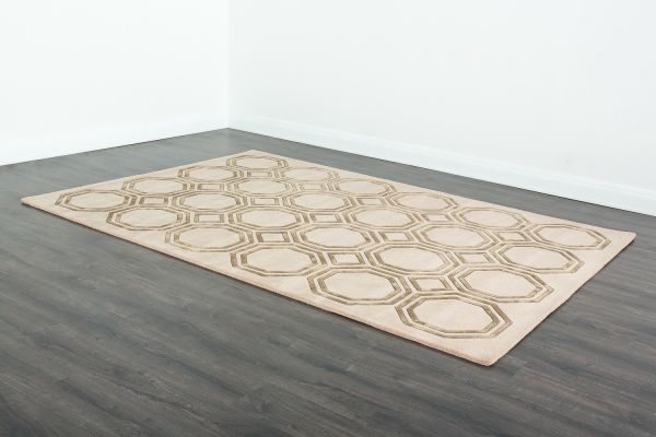 Индийский ковер из арт-шёлка и шерсти «OCTAGON RUG» LIGHT BEIGE 160 x 230 см