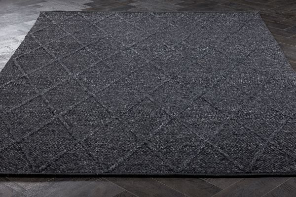 Индийский ковер из шерсти «COAST DIAMOND RUG» WASHED BLACK 120 x 170 см