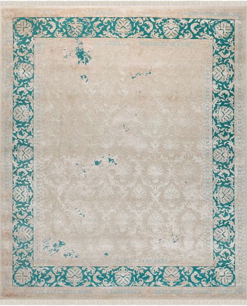 Индийский ковёр из шерсти и арт-шёлка «SILK PATINA» OL131-NEW COLOR-7-CRE-MBLU