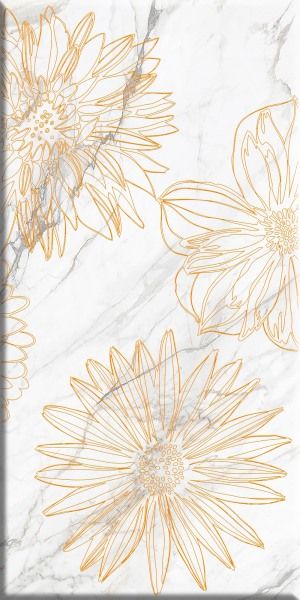 Керамическая плитка Briere Flower 1 Декор 300*600*9 белый (1*5) Березакерамика  для ванной комнаты
