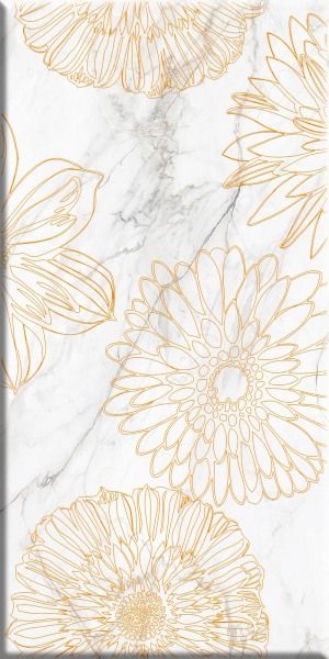 Керамическая плитка Briere Flower 2 Декор 300*600*9 белый (1*5) Березакерамика  для ванной комнаты