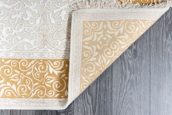 Индийский ковер из шерсти и арт-шёлка «AGRA R» RO83-IVORY-GOLD 171 x 240 см