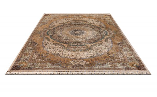 Турецкий ковер из шёлка и модала «QUM-L» 2063F-CRE-YEL 160 x 230 см