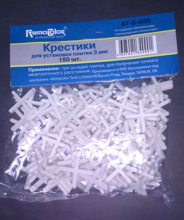 Крестики пластиковые для укладки плитки, 3,0мм 100шт