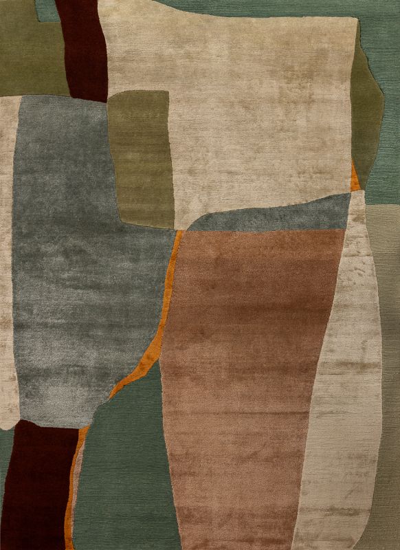 Индийский ковер из шерсти, шёлка и эвкалиптового шёлка «TECTONIC» D4-C4 174 x 240 см
