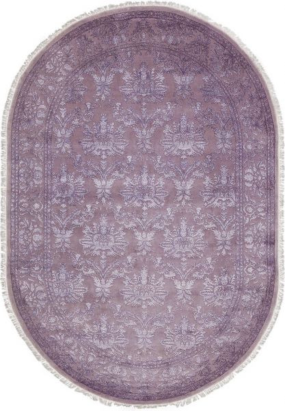 Индийский ковер из шерсти и арт-шёлка «KING OF AGRA» NO55-GRY-GRY 3-1(Oval) 123 x 179 см