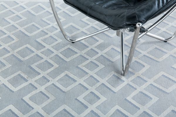 Непальский ковер из шерсти и эвкалиптового шёлка «ART DECO RUGS» RHOMB BLUE AIR(90528) 203 x 299 см