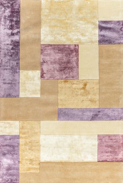 Индийский ковер из шерсти и арт-шёлка «RIVIERA» MONDRIAN-01-BEIGE-PURPLE 60 x 90 см