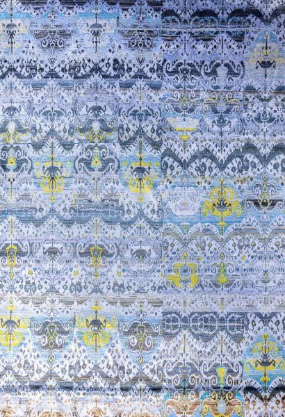 Индийский ковер из бамбукового шёлка «SILK IKAT» P26-BLU-MIX 297 x 434 см