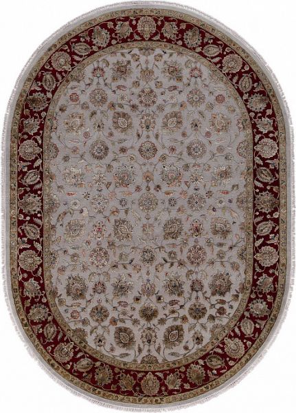 Индийский ковёр из шерсти и шёлка «AURORA 14/14» QNQ03-MIVR-RED(Oval)