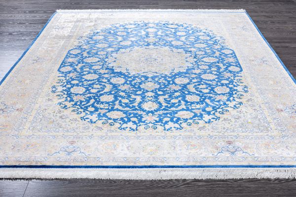 Иранский ковер из шёлка, модала и акрила «MASTERPIECE QUM» 003-22-TABRIZ BLUE-OLIVE 200 x 300 см