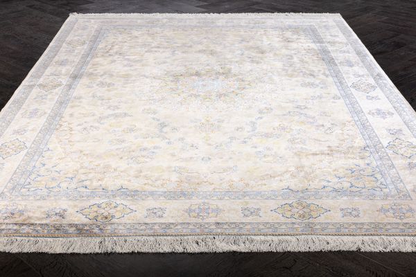 Иранский ковер из шёлка и модала «MASTERPIECE QUM» 023-23-1520-GLD-BLUE-CREAM Katrin 200 x 300 см