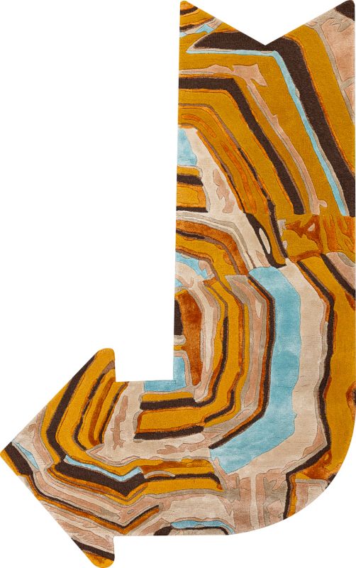 Индийский ковер из эвкалиптового шёлка и шерсти «VELVET MIRAGE» SIGNS YELLOW STONE 125 x 200 см