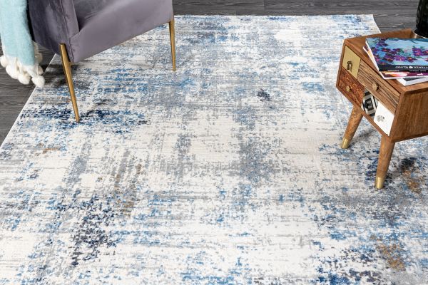 Турецкий ковер из полиэстера и полипропилена «EFES» D152B-L.GRY-L.BLU 80 x 150 см