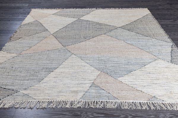 Индийский ковер из джута «MODERN KILIM» NATURAL-AQUA 200 x 300 см