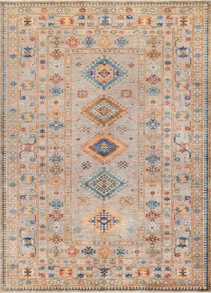 Пакистанский ковер из шерсти «KAZAK ROYAL» GRAY-GRAY(175x239) 175 x 239 см