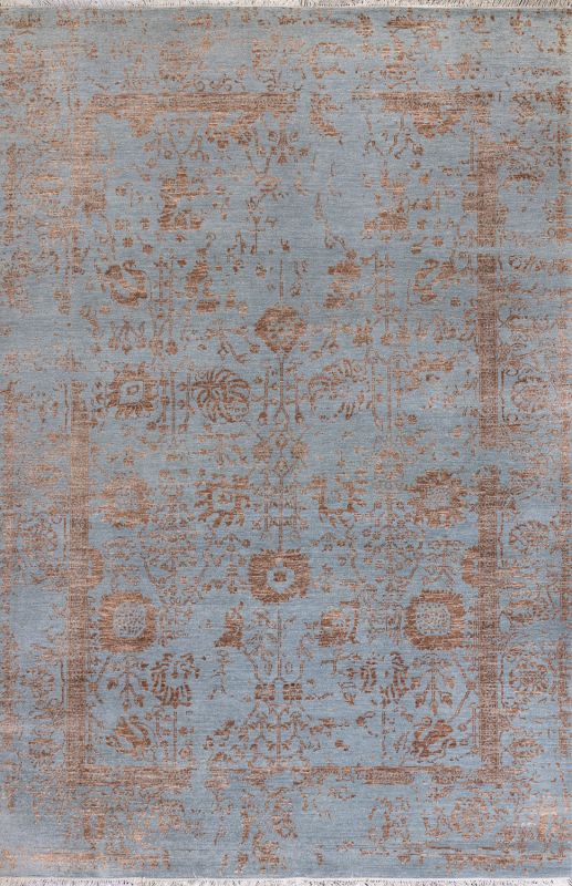 Индийский ковер из шерсти, арт-шёлка и хлопка «MODERN D» VASE-3-J.BLUE-GOLD 184 x 275 см Индийский ковер из шерсти, арт-шёлка и хлопка «MODERN D» VASE-3-J.BLUE-GOLD 184 x 275 см