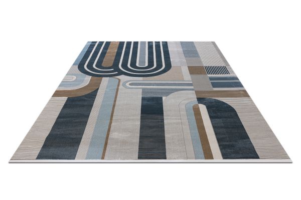 Турецкий ковер из полиэстера «PARKER» 2437C-ANT-D.BLU 80 x 150 см Турецкий ковер из полиэстера «PARKER» 2437C-ANT-D.BLU 80 x 150 см