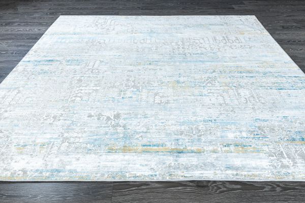 Турецкий ковер из вискозы и синтетики «STELLA P» C789B-GRAY-BLUE 40 x 50 см