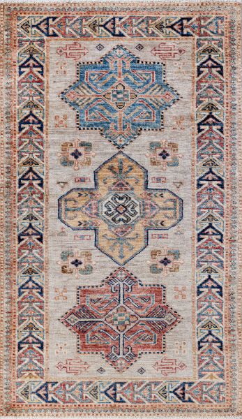 Пакистанский ковер из шерсти «KAZAK ROYAL» GRAY-GRAY(81x127) 81 x 127 см