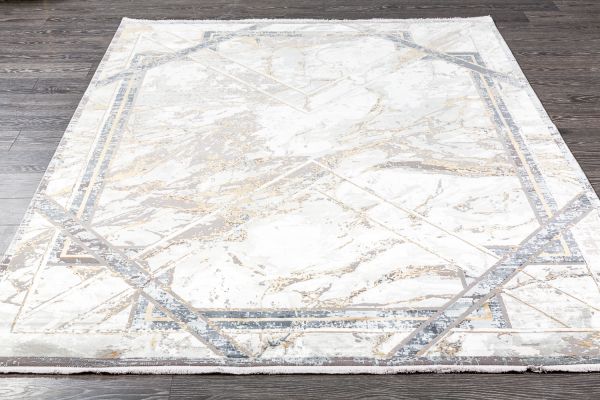Турецкий ковер из эвкалиптового шёлка и акрила «EGOISTE» M461A-CREAM-DGRAY 160 x 230 см