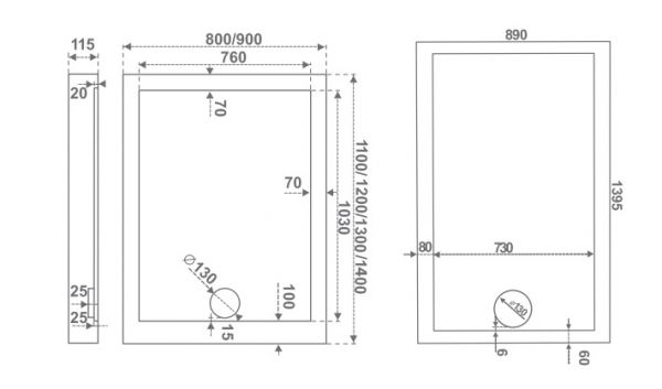 Прямоугольный душевой поддон Олимпик 1100x800 ПН00028 BAS