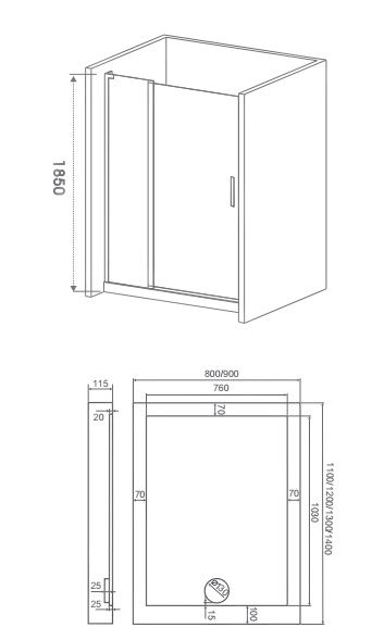 Pandora WTW Душевое ограждение 1100x1850 WTW-110-C-CH BAS BAS