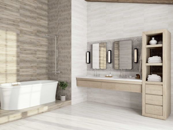 Альбервуд керамогранит  199*603*8,5мм белый (0,12*8=0,96*64) Ласселсбергер