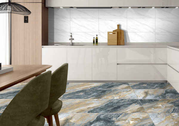 Керамогранит JF12100 1200*600*9  сине-бежевый мрамор полированный (0,72*3) Китай