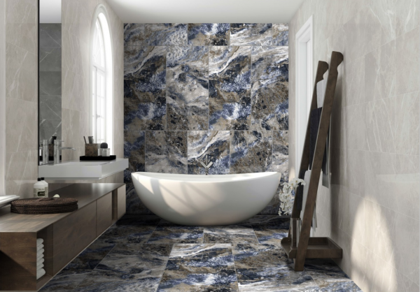 Керамогранит JF12102 1200*600*9  сине-бежевый мрамор полированный (0,72*3) Китай