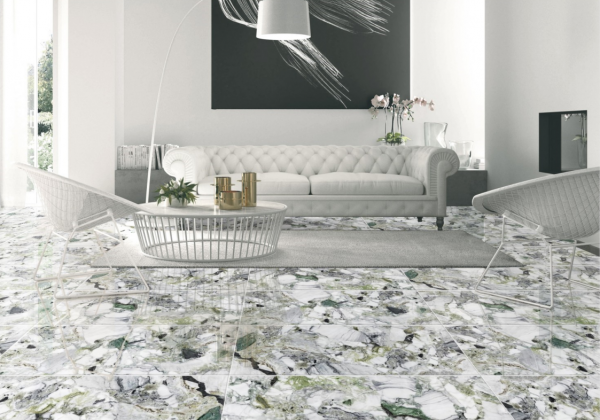 Керамогранит JF1297 1200*600*9 бело-зеленый мрамор полированный (0,72*3) Китай