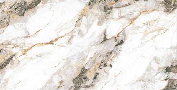 Керамогранит JF12118DJ 1200*600*9 полир.мрамор бело-коричневый с зол.прожилками (0,72*2) Китай